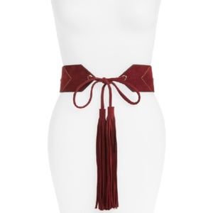 MICHAEL KORS Deco Glam Suede Tassel Waist Belt L/X